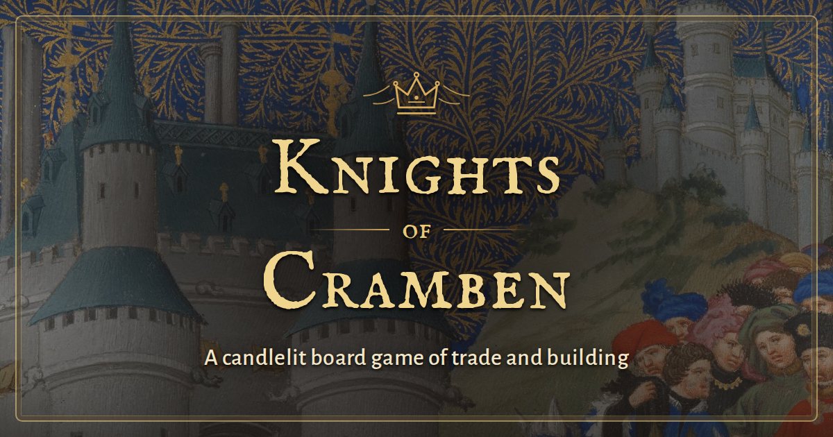 Knights of Cramben title art: a castle from an old painted book